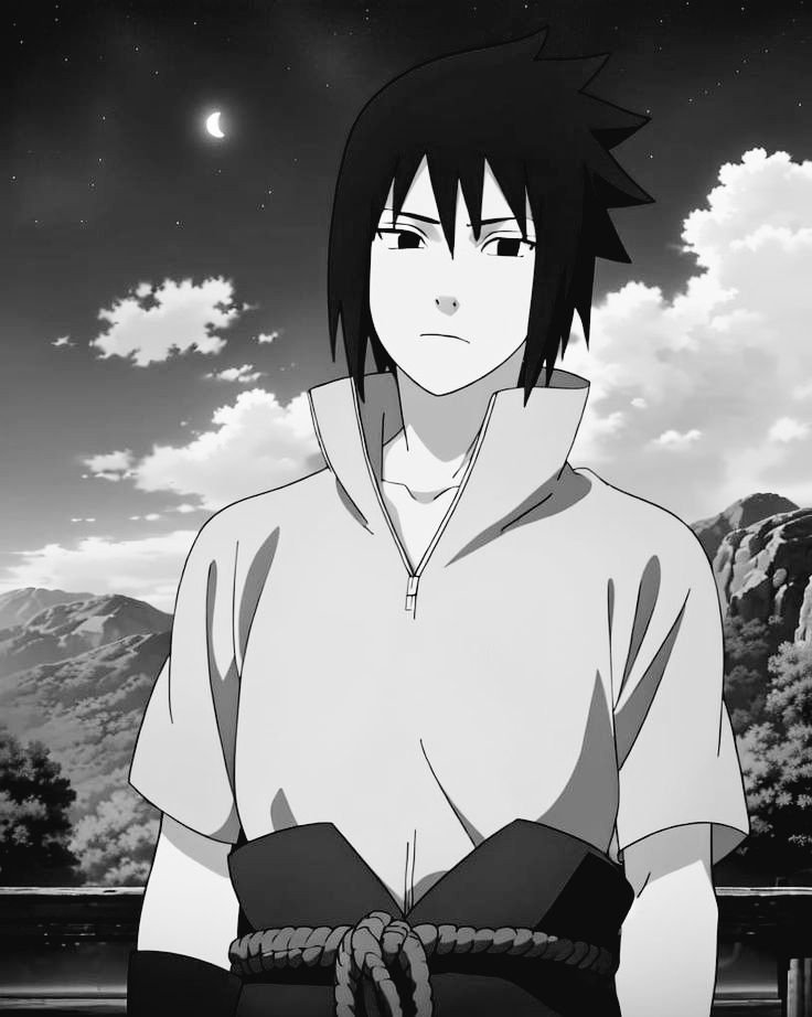 Sasuke PFP Black and White