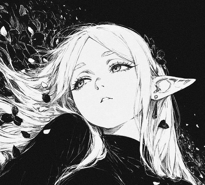 frieren pfp black and white